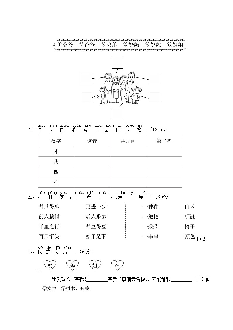 部编版一年级上册语文 第七单元综合检测第2页