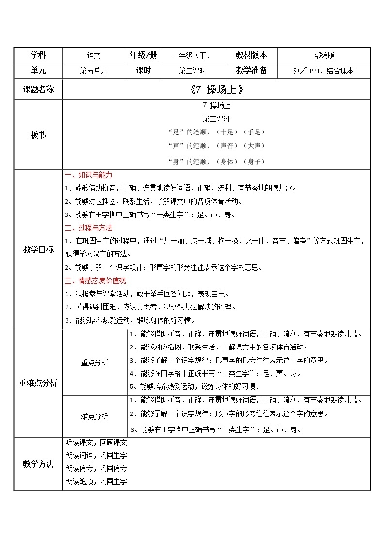 部编版语文一下《操场上》 第二课时 课件PPT（送教案）01