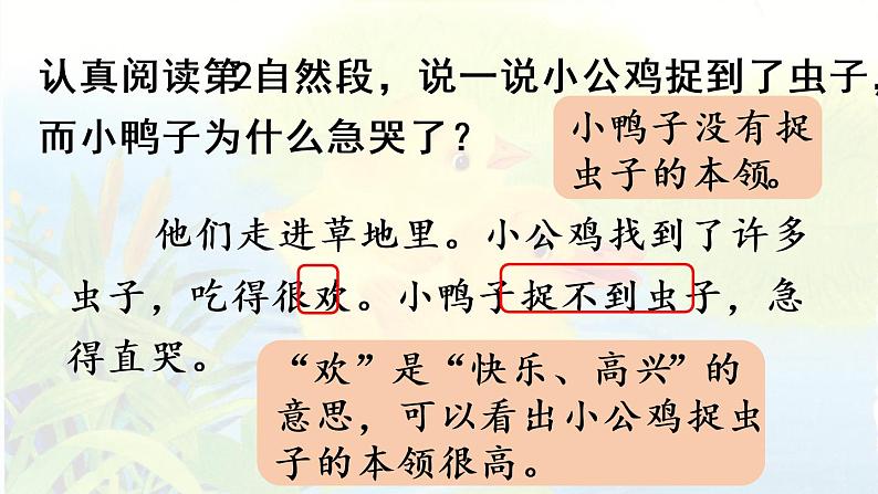 统编版一年级语文下册 第3单元 5.小公鸡和小鸭子 课件06