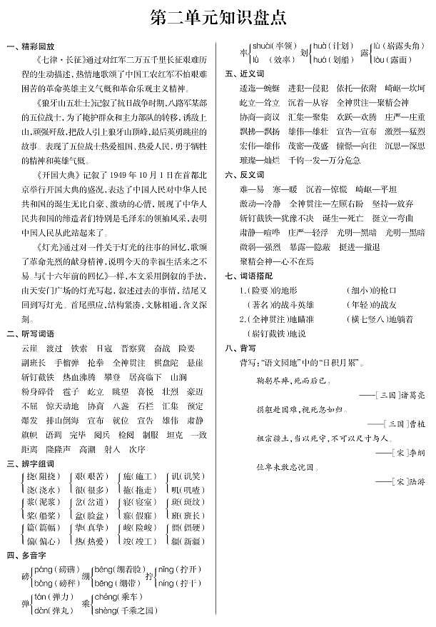 部编版语文六年级(上)期末知识点汇总练习题02