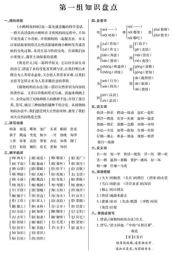 部编版语文二年级(上)期末知识点汇总练习题01