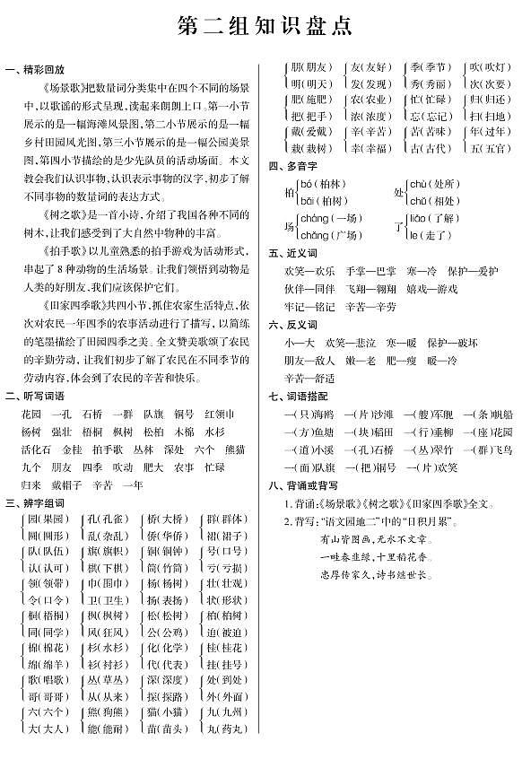 部编版语文二年级(上)期末知识点汇总练习题02