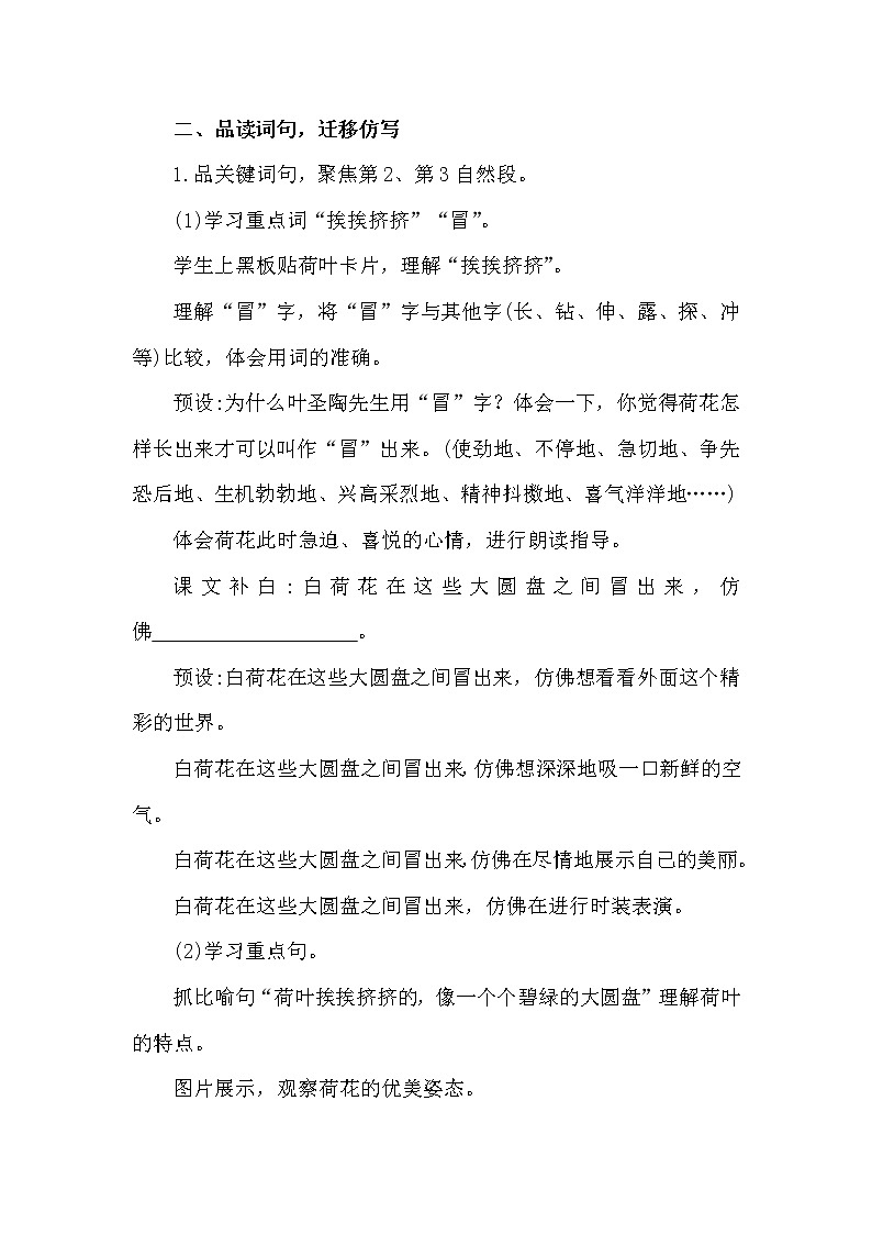 部编版(五四制)三下 3  荷花 教案03