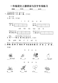 小学语文部编版一年级上册期末拼音与汉字专项练习（附参考答案）6
