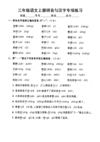 小学语文部编版三年级上册期末拼音与汉字专项练习（附参考答案）6