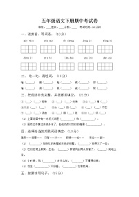 部編版五年級(jí)語(yǔ)文下冊(cè)期中測(cè)試卷(含答案)