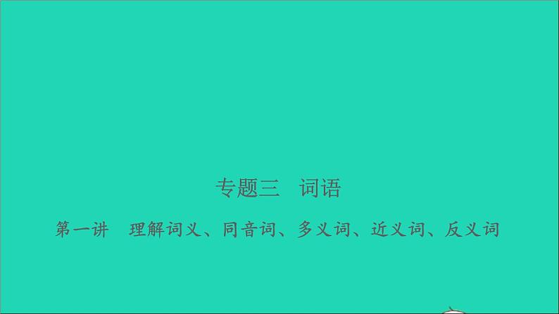 2021年语文专题三词语第一讲理解词义同音词多义词近义词反义词习题课件第1页