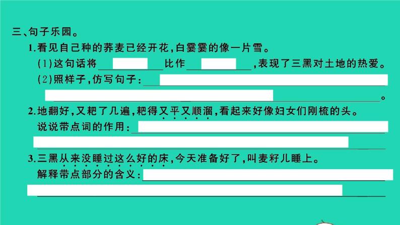 2021秋六年级语文上册第六单元20三黑和土地习题课件新人教版03