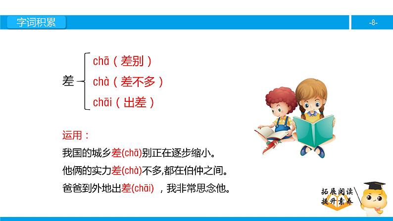 四年级【专项训练】课外阅读:差别(上)课件PPT08