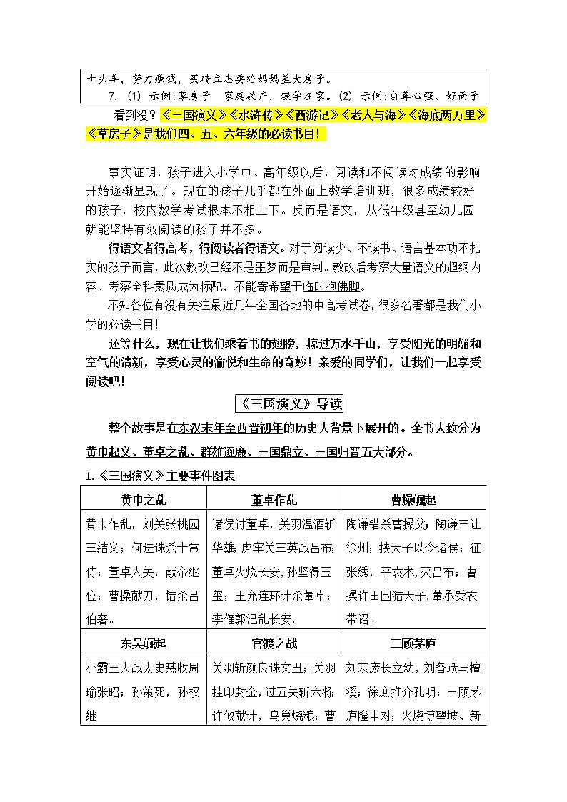 統(tǒng)編版六年級上冊讀書吧必讀書《三國演義》導(dǎo)讀、真題與自測第3頁