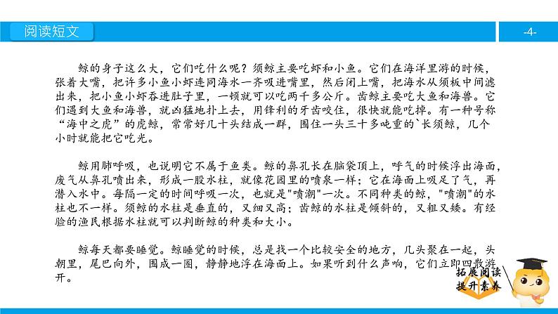 四年级【专项训练】课外阅读:鲸(下)课件PPT04