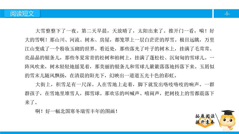 四年级【专项训练】课外阅读:瑞雪图(上)课件PPT第5页