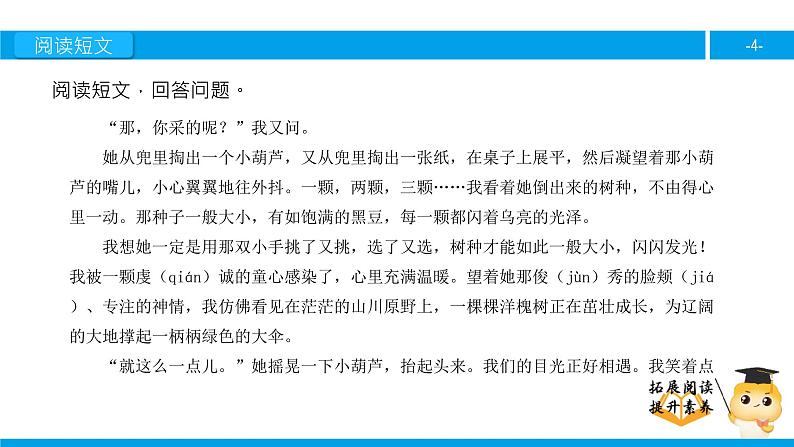 四年级【专项训练】课外阅读:种子(下)课件PPT第4页