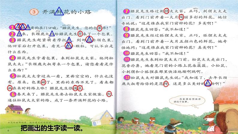 人教版二年级下册语文 第1单元 3 开满鲜花的小路初读感知课件05