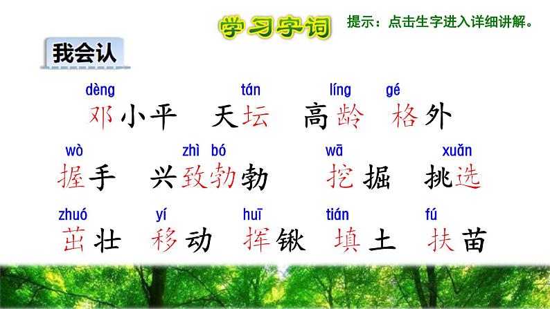 人教版二年级下册语文 第1单元 4 邓小平爷爷植树初读感知课件第6页