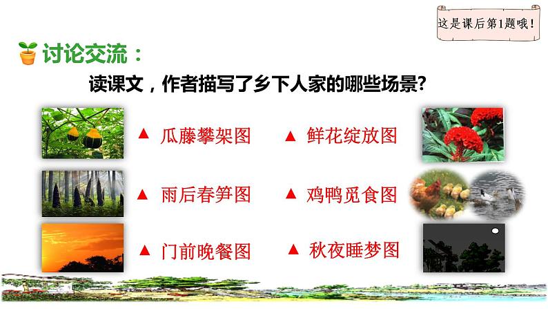 人教版四年级下册语文 第1单元 2.乡下人家品读释疑课件05