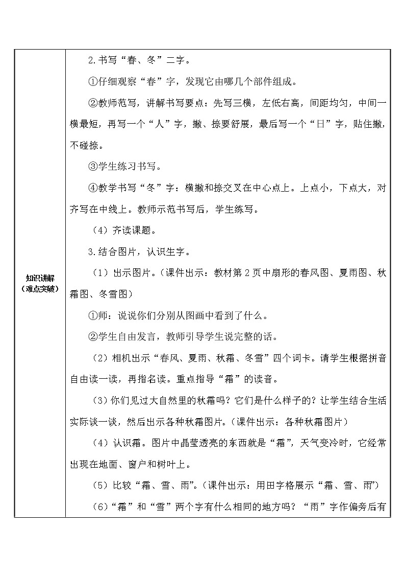 人教部编版语文一年级下册《识字——春夏秋冬》教案21第2页
