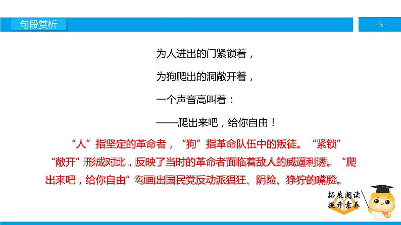 五年级【专项训练】课外阅读:囚歌 (下)课件PPT第5页