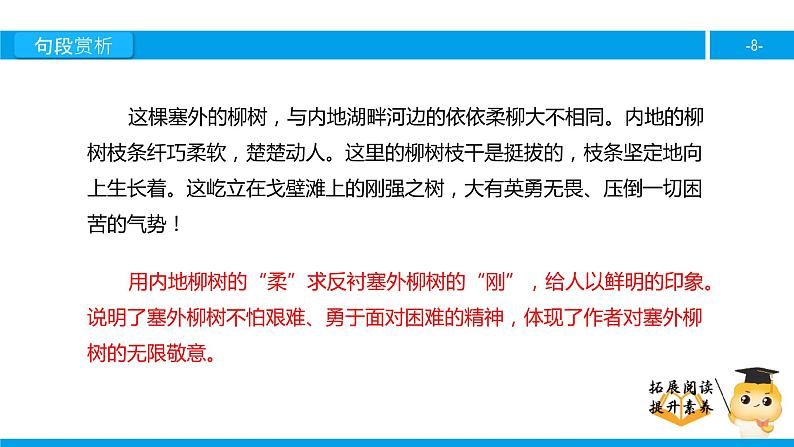 五年级【专项训练】课外阅读:左公柳(下)课件PPT08