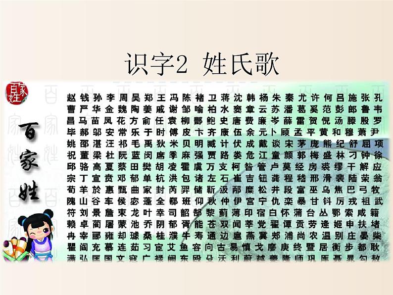 2021年小学语文人教部编版(五四制)一年级下册 识字(一) 识字2 姓氏歌 配套课件201