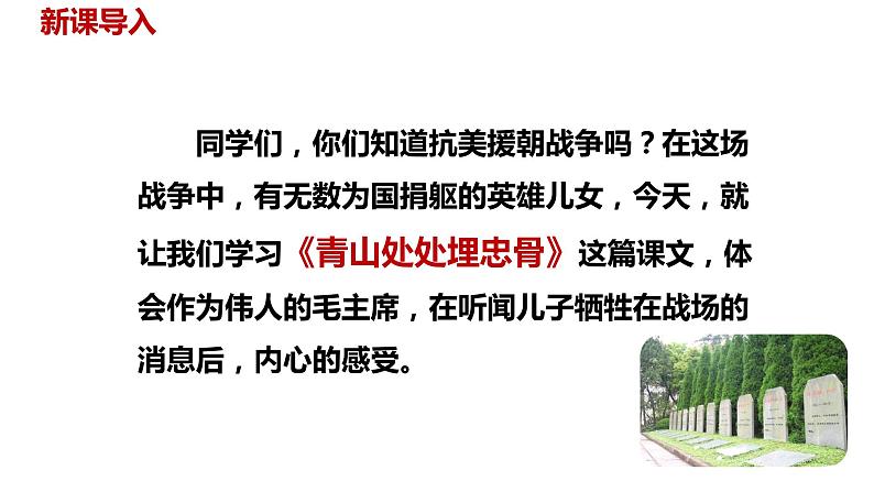 语文统编五(下)第4单元10《青山处处埋忠骨》课时1第2页