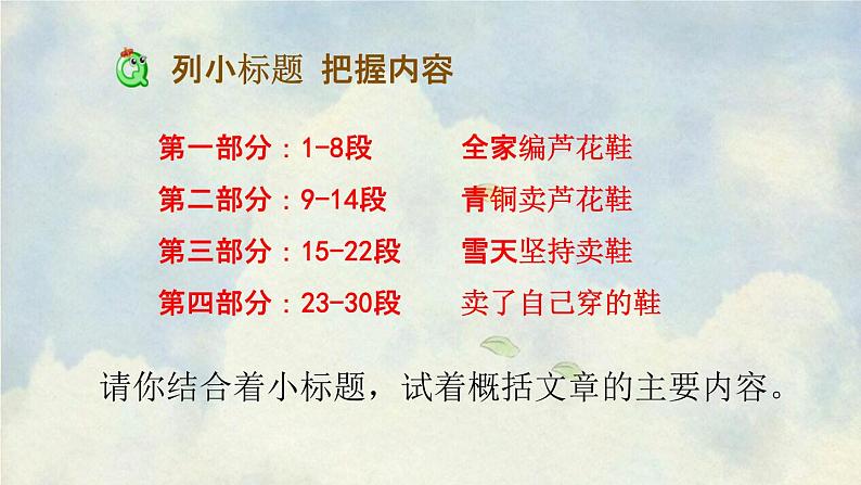 人教部编版四年级语文下册第21课《芦花鞋》教学课件PPT小学优秀公开课第8页
