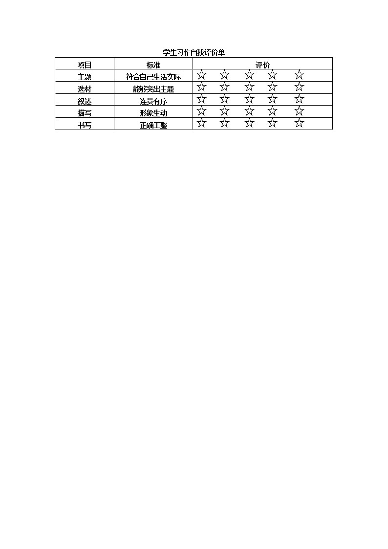 学生习作自我评价单第1页