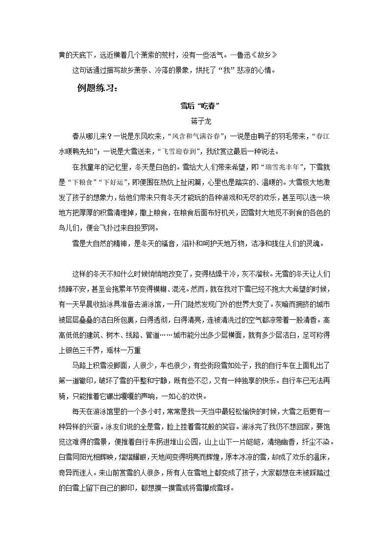 小升初语文记叙文阅读训练-考点1:词语含义及词句表达效果(答题技巧+练习+答案)-人教部编版学案第2页