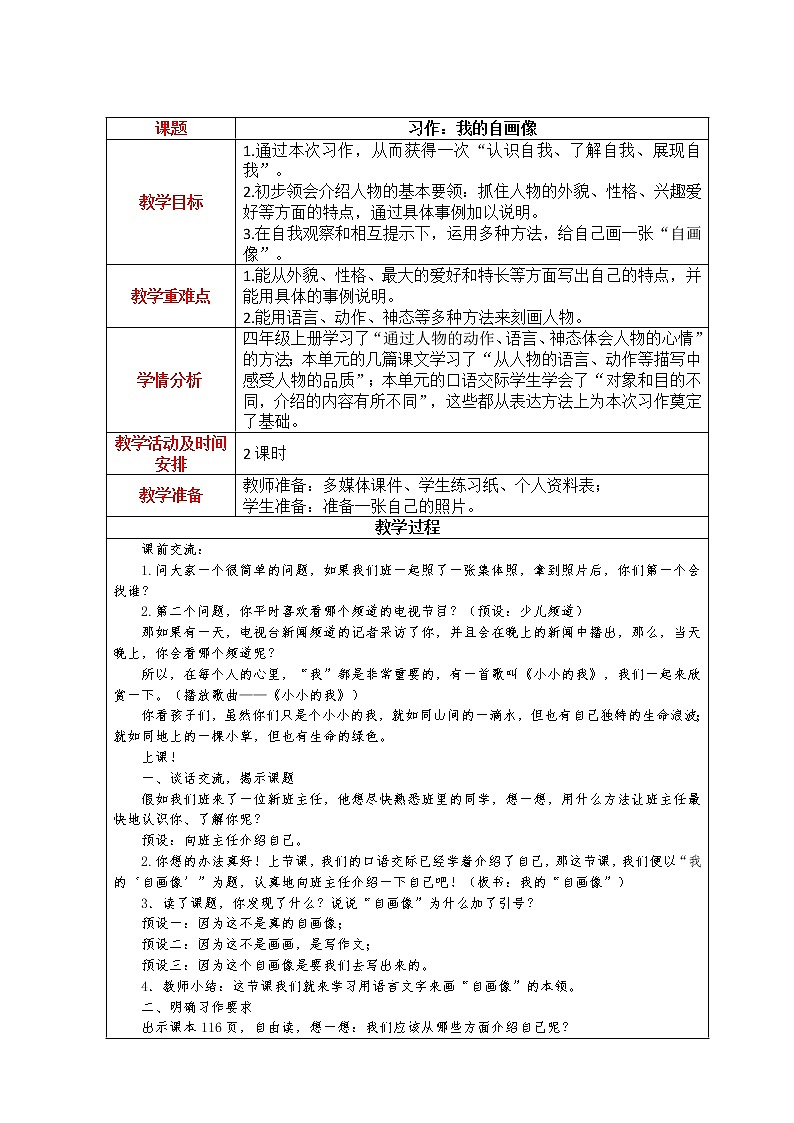 习作《我的自画像》教案01