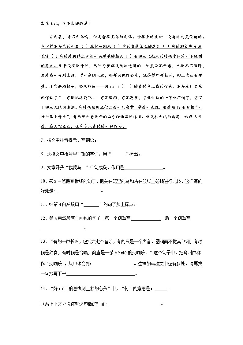 部编版小学语文小升初模拟试题(十七)(含答案)第3页