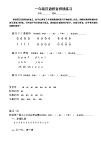 人教版一年级上汉语拼音拼读练习24套