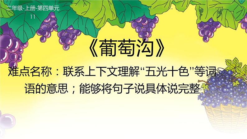 部编版语文二年级上册 11葡萄沟(课件)第1页