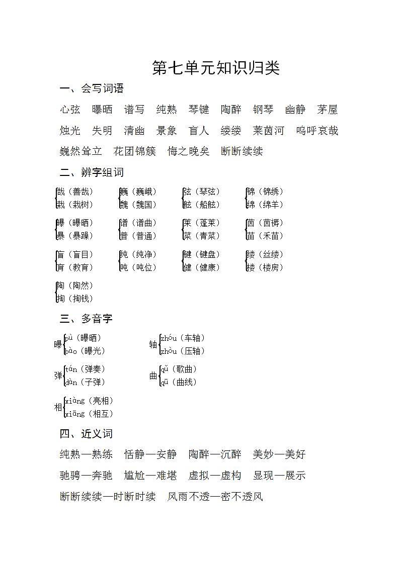 部编版语文六上 语文园地七 课件+教案+单元知识归纳+单元测评01