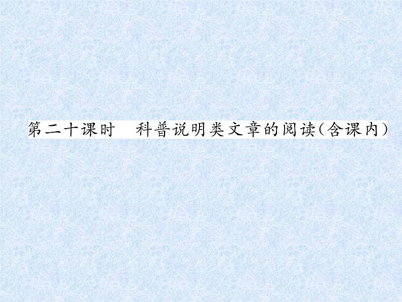 小升初语文总复习精练课件-第20课时 科普说明类文章的阅读(含课内)|人教新课标 (共24张PPT)01