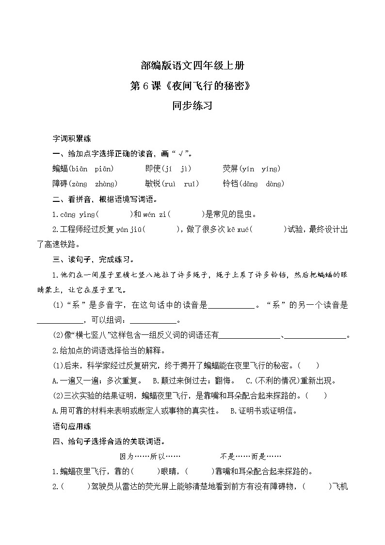 6《夜间飞行的秘密》课件PPT+教案+练习+学案课件+音视频素材01