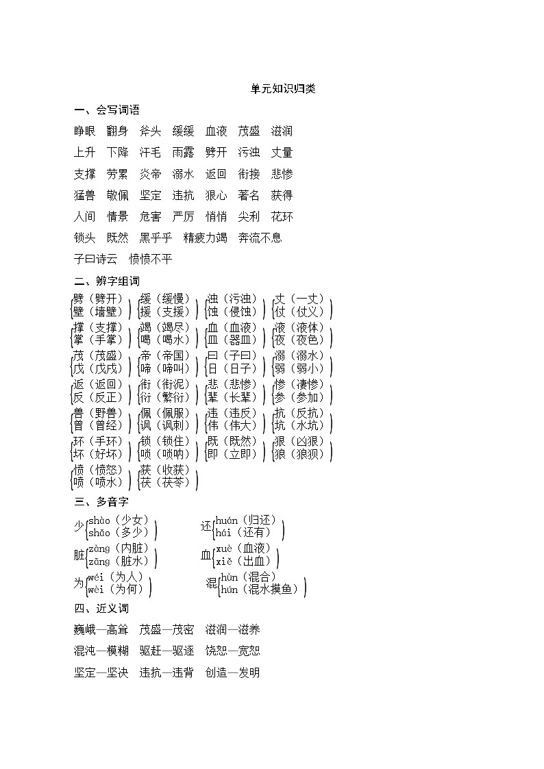 部编版语文四上 语文园地四 课件PPT+教案+练习+单元知识归纳+单元测评01