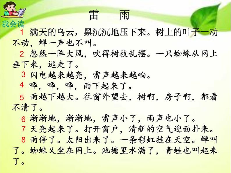 小学语文人教课标版(部编)二年级下册6雷雨3课件第3页