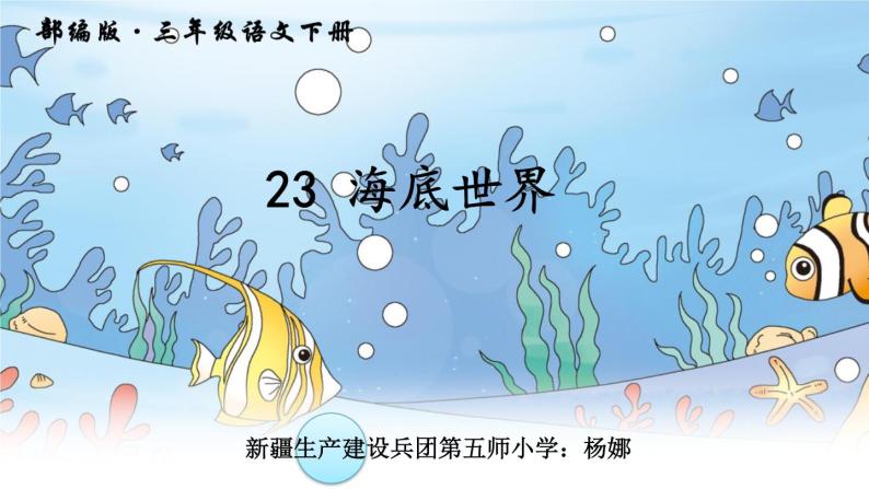 小学语文人教课标版（部编）三年级下册23海底世界 1课件PPT01