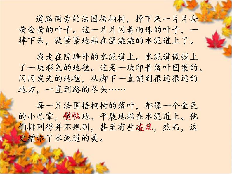 小学语文 人教课标版(部编)三年级上册 5 铺满金色巴掌的水泥道 课件第7页