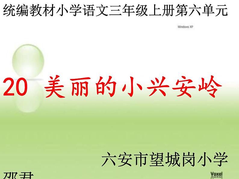 小学语文人教课标版(部编)三年级上册20 美丽的小兴安岭《美丽的小兴安岭》 课件第1页