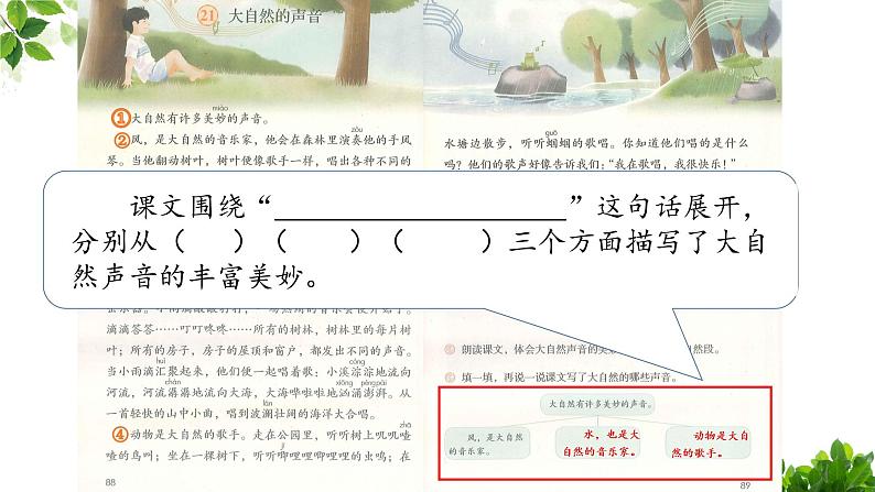 小学语文人教课标版(部编)三年级上册《大自然的声音》第一课时教学 课件第7页