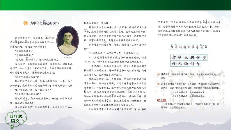 部编版语文四上第七单元22课《为中华之崛起而读书》(第一课时)课件 PPT02