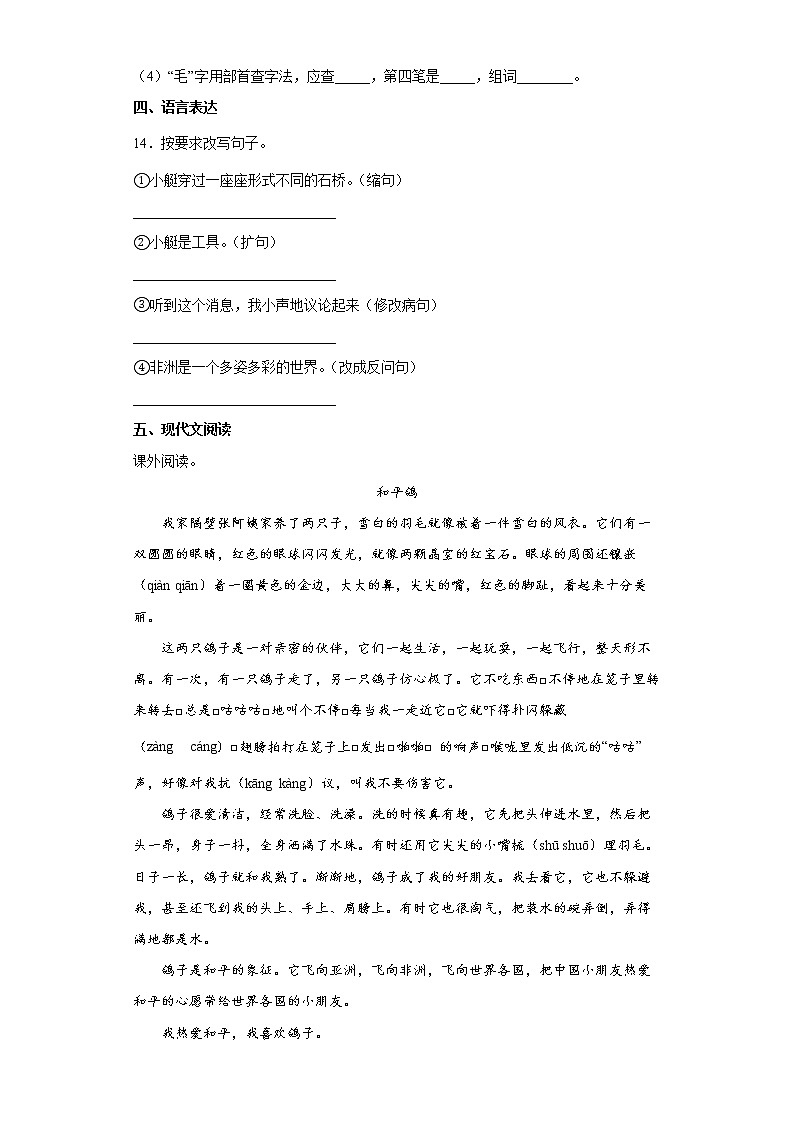 部编版小学语文小升初练习试题(四)(全国通用)第3页