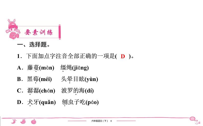 2020-2021学年六年级下册人教版语文习题课件 第2单元 6 骑鹅旅行记(节选)第2页