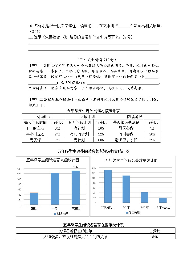 昆明市盘龙区小学2021-2022五年级下册语文期末考含答案 试卷03