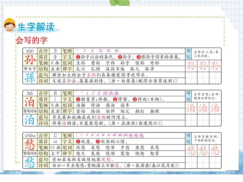 部编版语文五年级上册 第21课 古诗词三首(课件)第3页