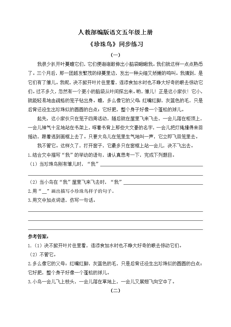 1.4《珍珠鸟》课件+教案+练习01
