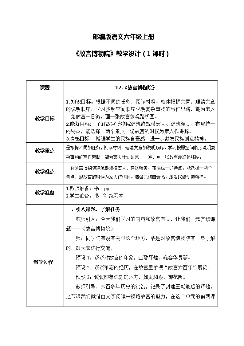 部编版6上语文12《 故宫博物院》课件PPT+教案01