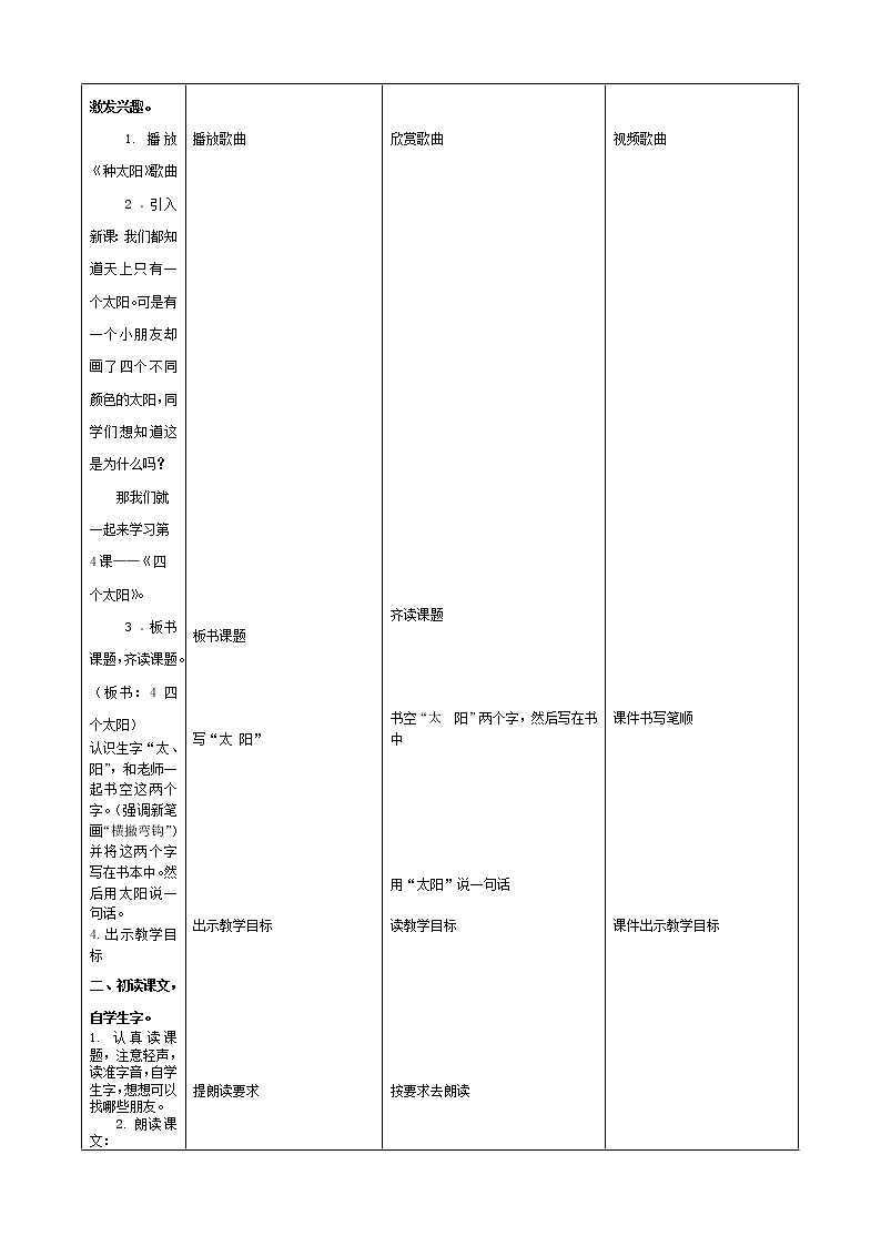 部编版小学语文一年级下册4四个太阳(8) 教案第2页