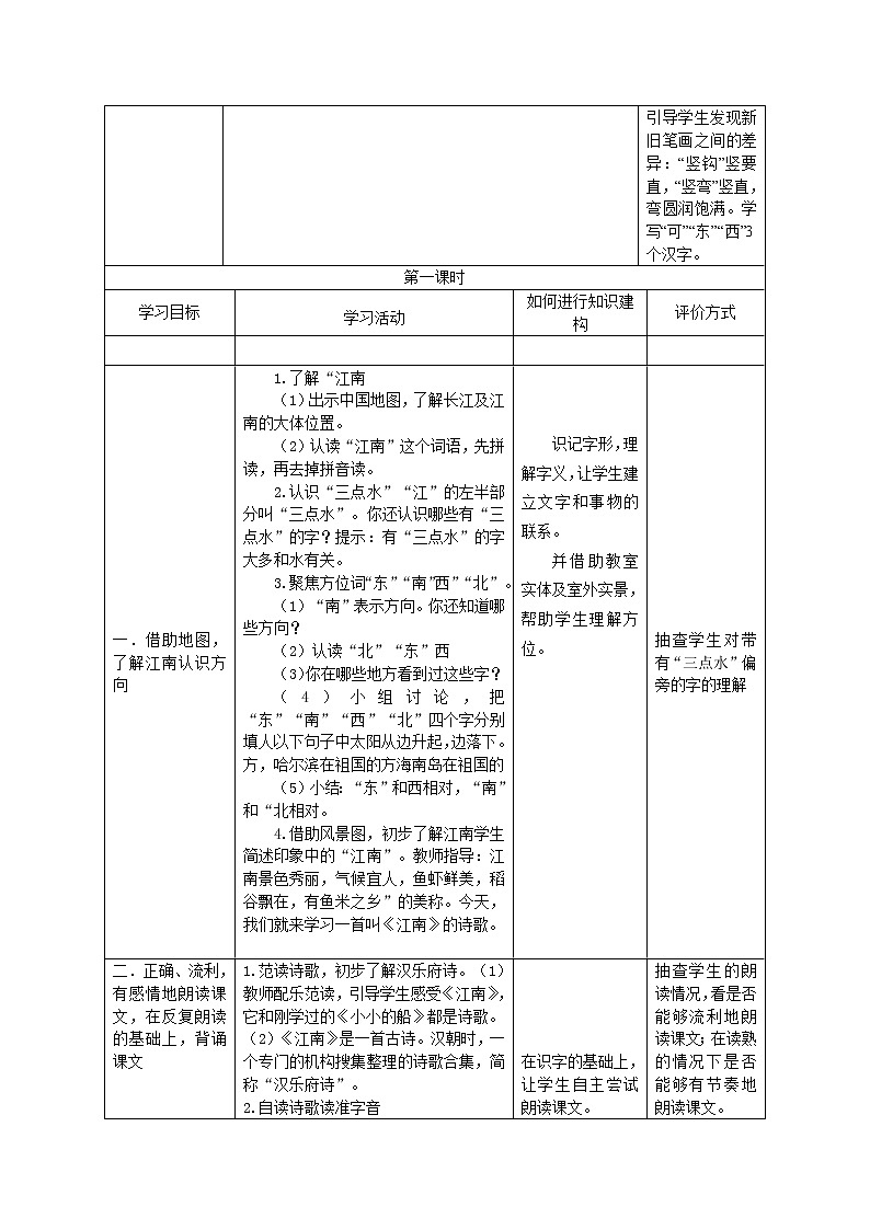 部编版语文一年级上 册 3《江南》(教案)第2页